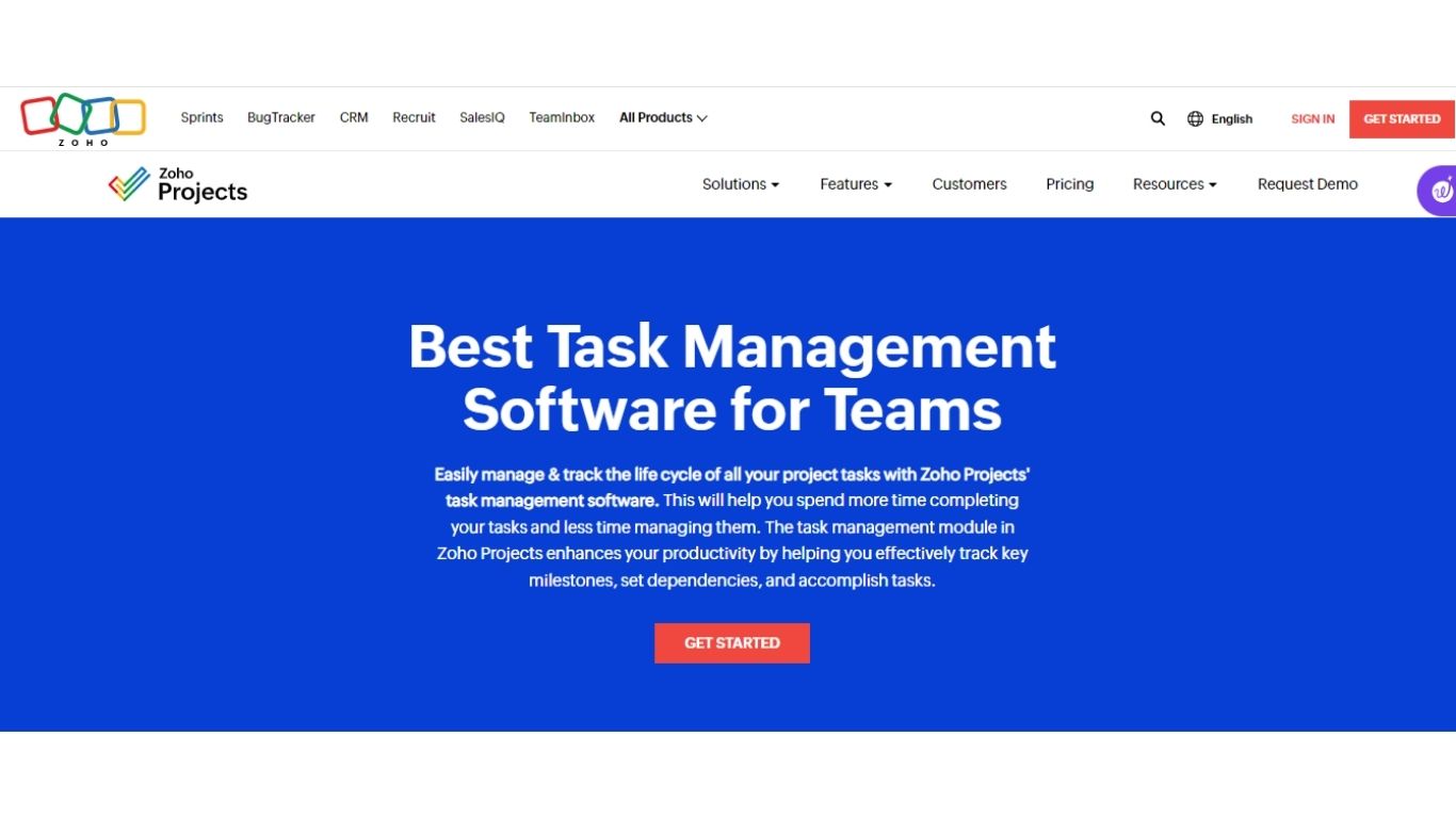 Zoho Best task management software