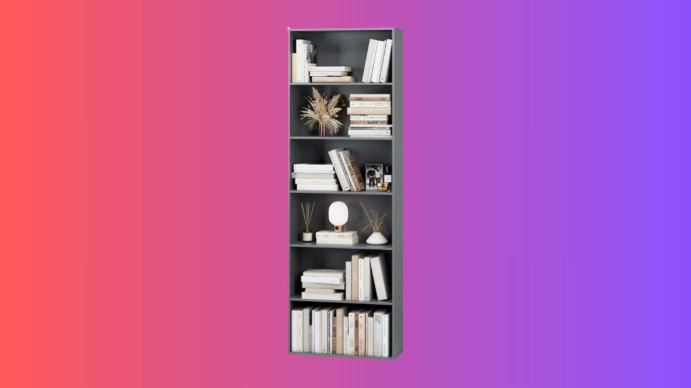 Grey bookshelf